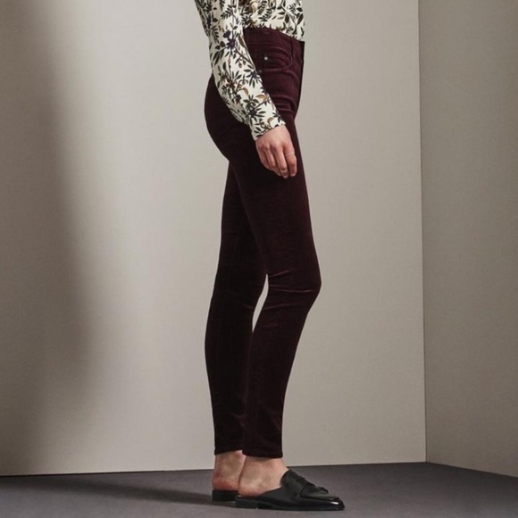 AG Adriano Goldschmied The Farrah High Rise Skinny Red Velvet Jeans EUC Size 24 - Picture 2 of 9